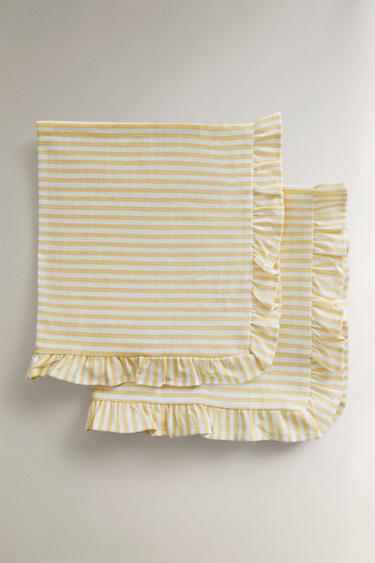 PACK OF RUFFLED COTTON NAPKINS (PACK OF 2) - Yellow by Zara