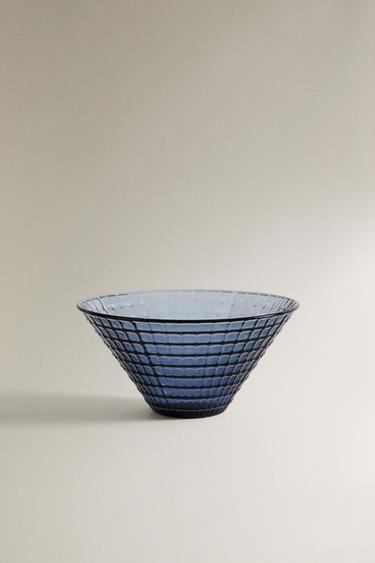 TEXTURED COLOURED GLASS BOWL - Grey / Blue by Zara - Image 0