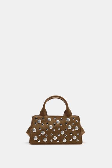 STUDDED HANDBAG - Green by Zara