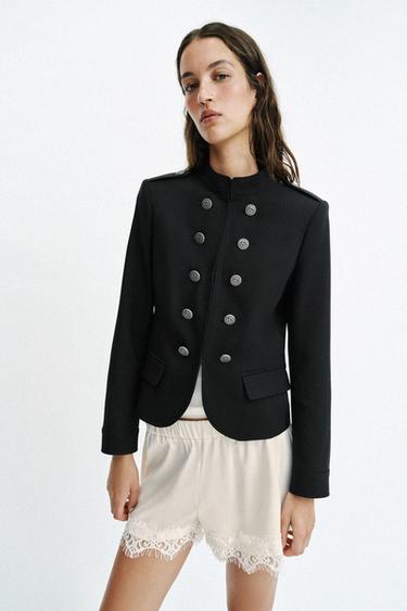 FITTED JACKET WITH BUTTONS AND SHOULDER PADS - Black by Zara
