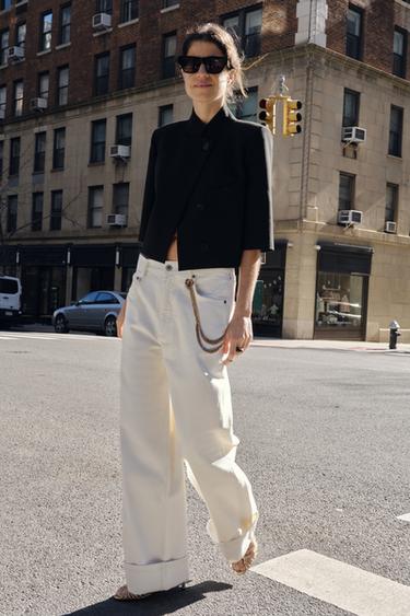 ZW COLLECTION CROPPED SHORT SLEEVE BLAZER - Black by Zara