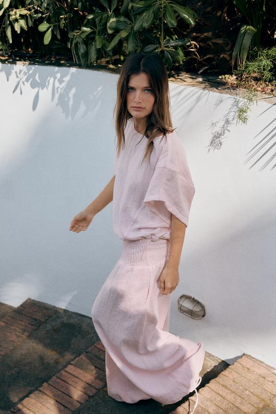 CAPE SHIRT WITH ADJUSTABLE HEM - Light pink by Zara - Image 0