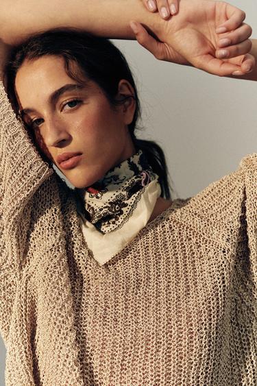 POINTELLE KNIT JUMPER - Sand by Zara