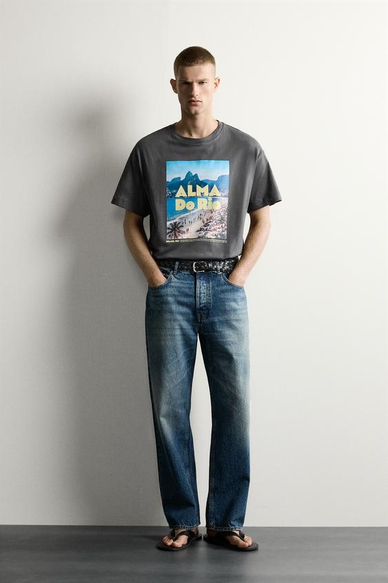 RELAXED FIT RÍO GRAPHIC T-SHIRT - Black by Zara - Image 0
