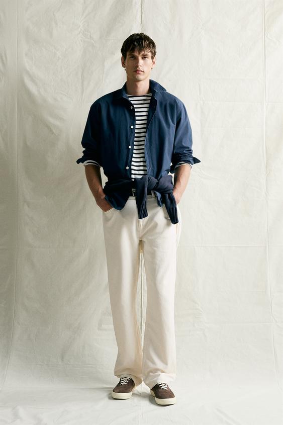 STRAIGHT RELAXED FIT COTTON-HEMP JEANS - Ecru by Zara - Image 0