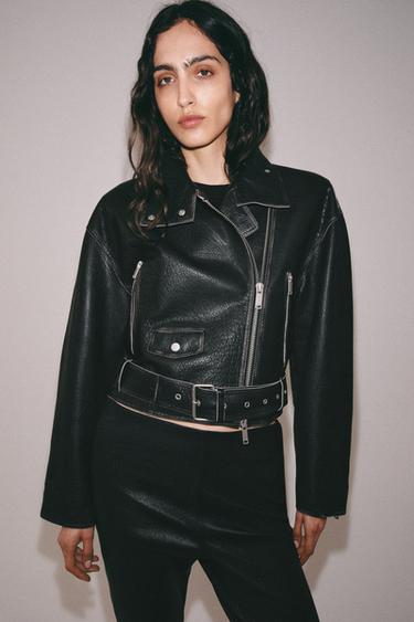 ZW COLLECTION LIMITED EDITION LEATHER BIKER JACKET - Black by Zara