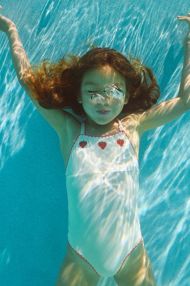 1-6 YEARS/ EMBROIDERED STRAWBERRY SWIMSUIT - Ecru by Zara