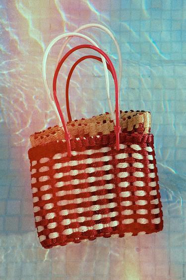 BRAIDED-EFFECT MINI TOTE BAG - Red by Zara
