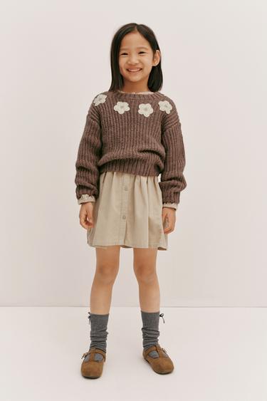 FLORAL KNIT SWEATER - Dark pink by Zara