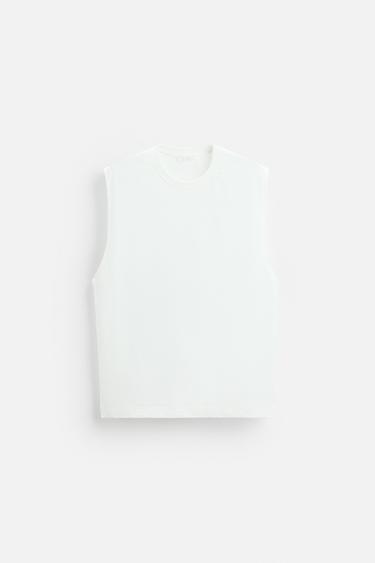 RELAXED FIT TANK T-SHIRT - White by Zara