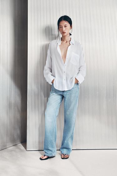 Z1975 STRAIGHT HIGH-WAIST LONG LENGTH JEANS - Light blue by Zara