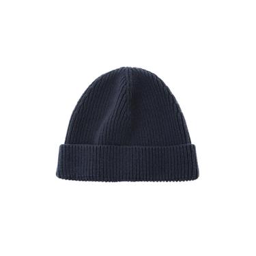 COTTON AND CASHMERE KNIT BEANIE - Navy blue by Zara