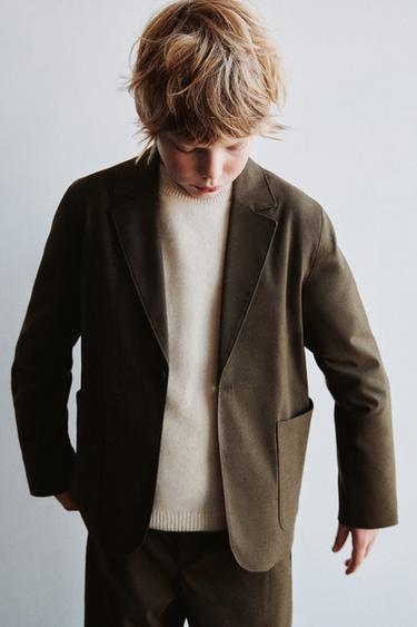 FLANNEL SUIT BLAZER - Dark khaki by Zara