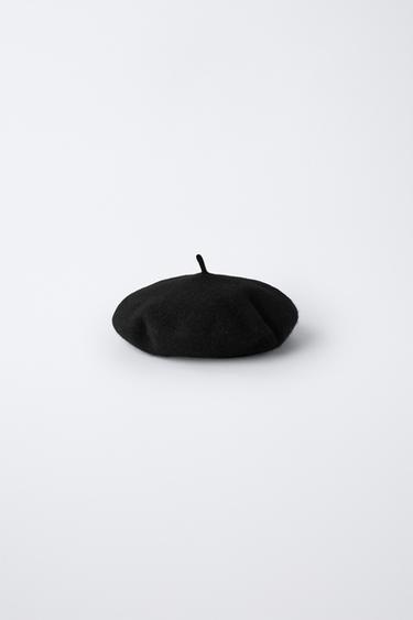 100% WOOL BERET - Black by Zara