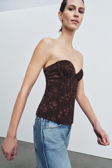 LACE CORSET - Brown by Zara