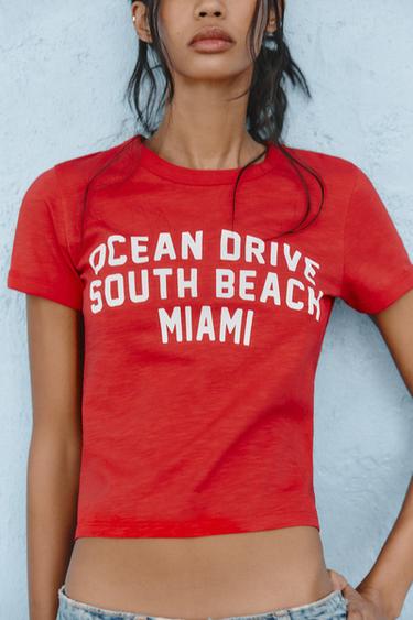 FLAME TEXT T-SHIRT - Red by Zara