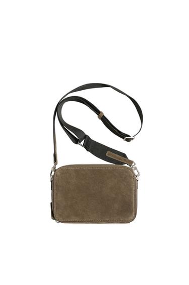LEATHER CROSSBODY BAG - Khaki Green by Zara