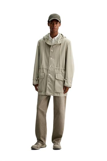 SHORT COTTON PARKA - Grey green by Zara