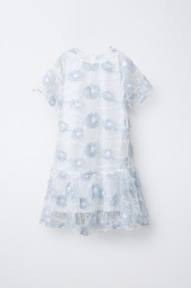 EMBROIDERED TULLE DRESS - Blue/White by Zara