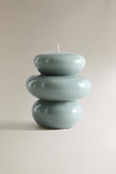STONE DESIGN CANDLE - Light blue by Zara