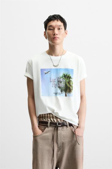 PHOTOGRAPHIC PRINT T-SHIRT - Oyster-white by Zara
