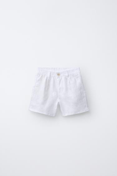 100% LINEN BERMUDA SHORTS - White by Zara