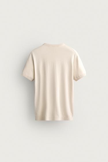 BASIC REGULAR FIT KNIT T-SHIRT - Ecru by Zara