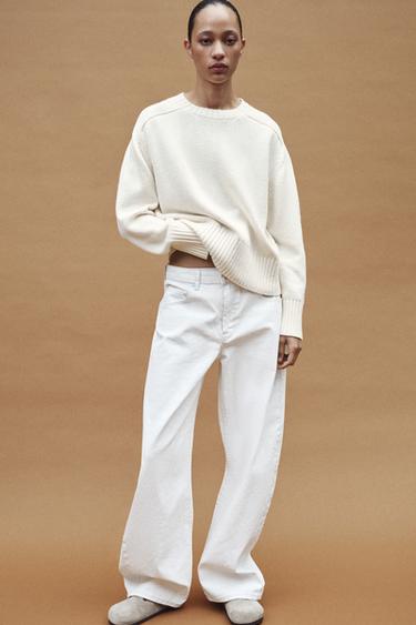 PLAIN KNIT SWEATER - Ecru by Zara - Image 0