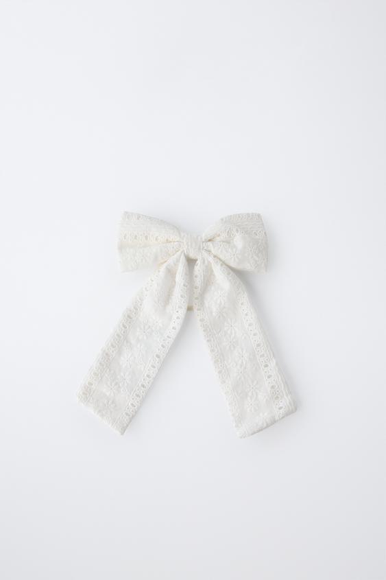 BOW SCRUNCHIE AND HAIR CLIP - White by Zara - Image 0