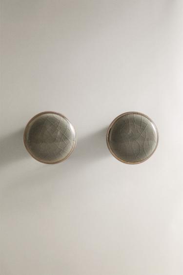 PACK OF CRACKLED CERAMIC DOOR KNOBS (PACK OF 2) - GREENISH by Zara