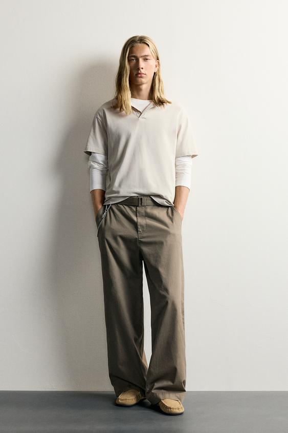 RELAXED FIT BELTED TROUSERS - SMOKED TOFU by Zara - Image 0