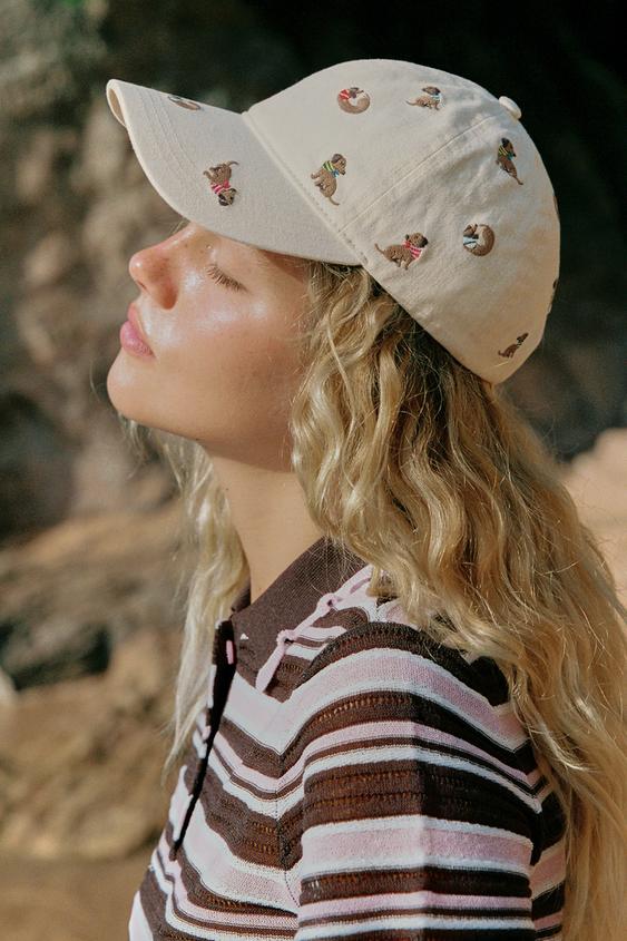 DOG EMBROIDERY TWILL CAP - Ecru by Zara - Image 0