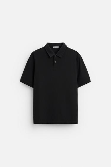 TEXTURED POLO SHIRT - Black by Zara