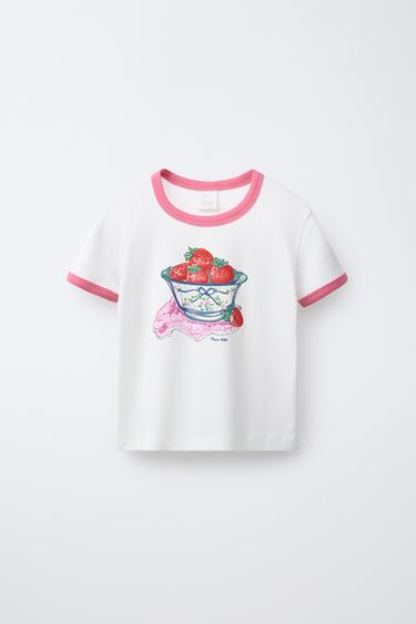 STRAWBERRY PRINT T-SHIRT - White by Zara - Image 0