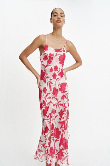PRINTED MIDI CAMISOLE DRESS - 107 by Zara