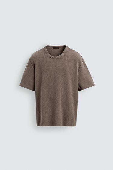 FADED KNIT T-SHIRT - Brown by Zara