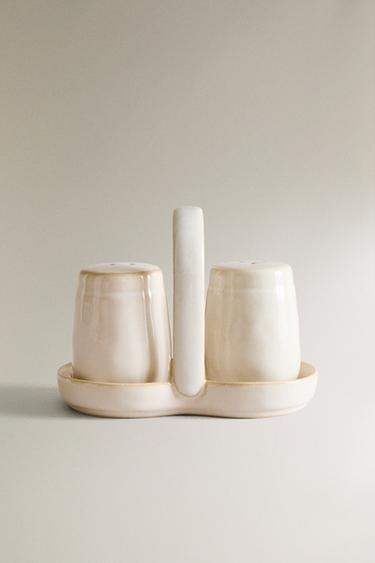 STONEWARE SALT AND PEPPER SHAKERS - Cream by Zara - Image 0