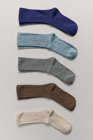 FIVE-PACK OF LONG RIBBED SOCKS - Electric blue by Zara