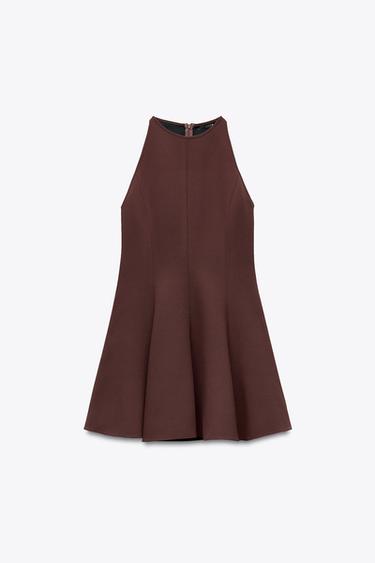 HALTER GODET DRESS ZW COLLECTION - Caramel by Zara