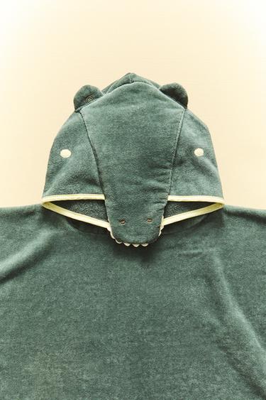 CHILDREN'S VELOUR CROCODILE BEACH PONCHO - Green by Zara