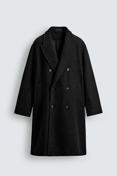 DOUBLE-BREASTED BOUCLÉ TEXTURE COAT - Black by Zara