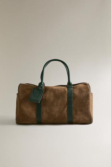 LEATHER TRAVEL BAG - Dark beige by Zara