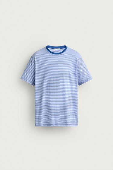 STRIPED REGULAR FIT T-SHIRT - Blue by Zara