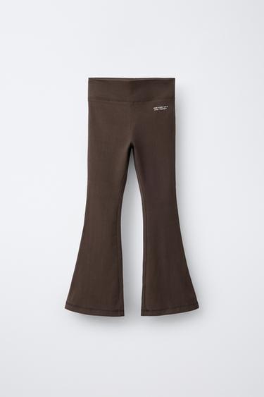 TEXT FLARE LEGGINGS - Brown by Zara