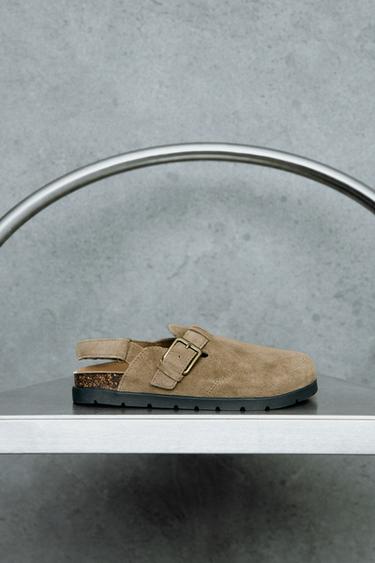 STORIESZ - SPLIT SUEDE CLOGS - Sand Brown by Zara