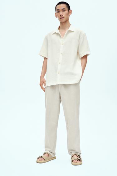 COTTON - LINEN TROUSERS - Light grey by Zara