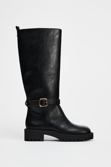 FLAT LUG SOLE BOOTS - Black by Zara