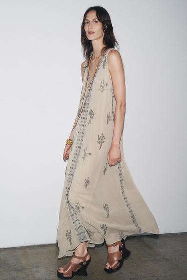 ZW COLLECTION BEADED EMBROIDERED DRESS - Pearl grey by Zara