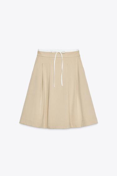 DOUBLE WAISTBAND SKIRT - Light camel by Zara - Image 0