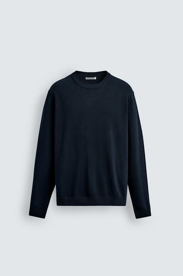 TEXTURED COTTON JUMPER - Navy blue by Zara
